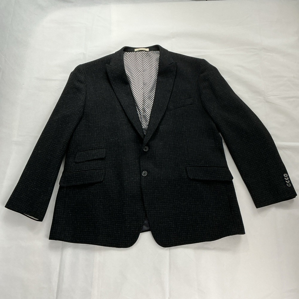 Joseph Abboud 50R 100% Wool Slim Fit Sport Coat Blazer Suit Jacket Black Check